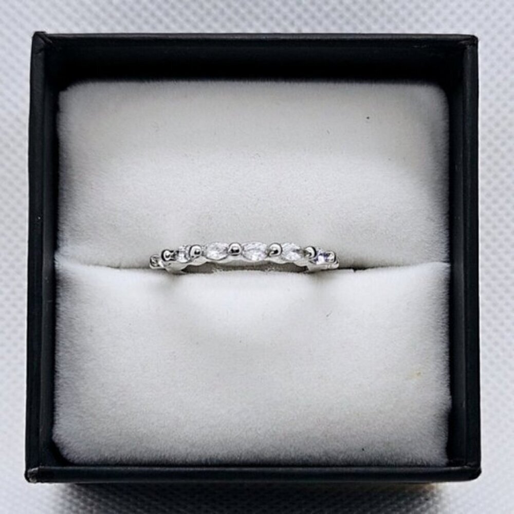 Silver Tone Moissanite Solid Bubble Fashion Ring
